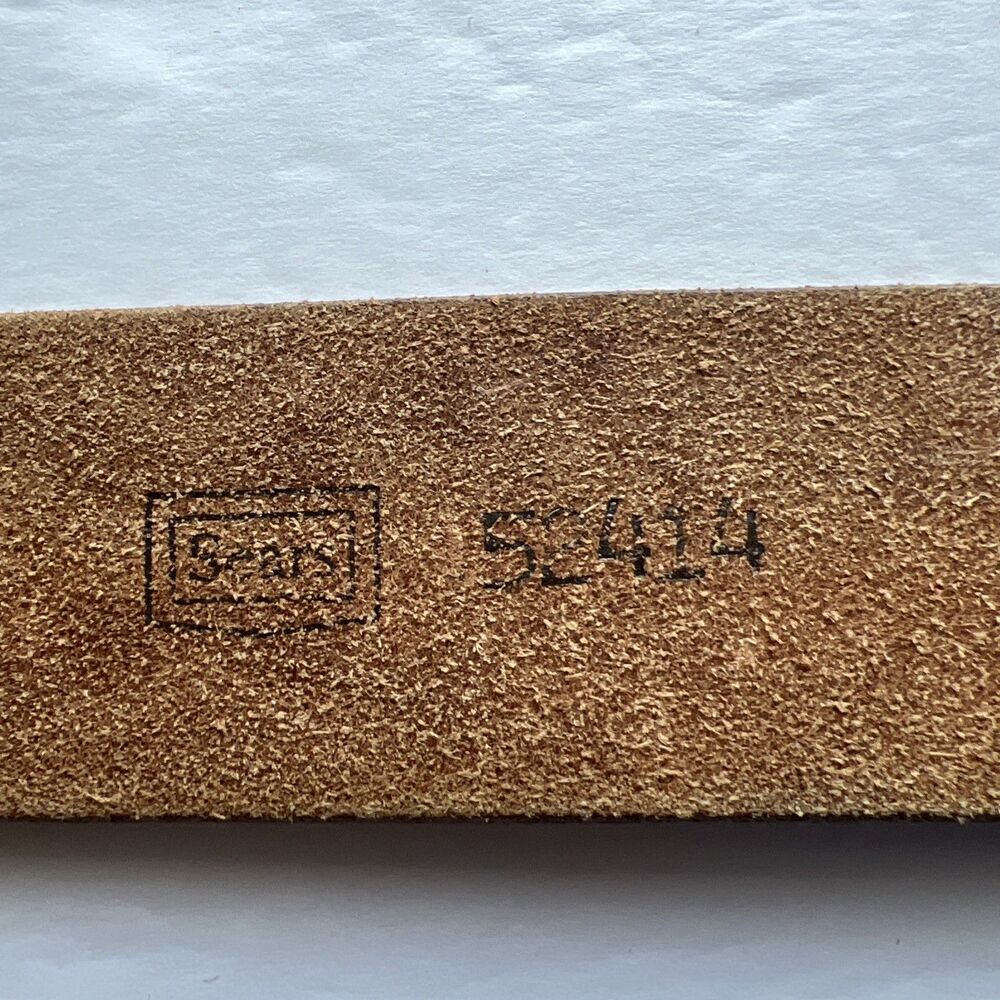 SEARS Brown Tooled Leather Belt Painted Western Aztec Southwest Buckle USA Sz 23 - Picture 7 of 10